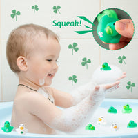 Haooryx 60PCS St Patrick Day Rubber Duckies 1.6Inch Mini Irish St. Patrick's Day Party Duck Decoration Shamrock Holiday Squeak Ducky Bath Toy Kid Birthday Baby Shower Party Favor Classroom Gift Supply