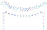 Haooryx 2PCS Aquarius Season Foil Banner Silver Circle Dot Hanging Banners Decoration January February Horoscope Astrology Bday Zodiac Birthday Party Iridescent Bunting Letter Banner Photo Props Decor