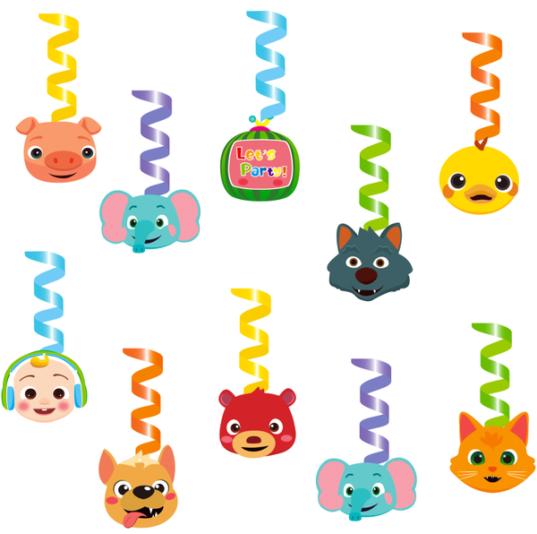 Haooryx 30Pcs JJ Melon Hanging Swirls Decorations Supplies Kit, Ceiling Swirl Room Wall Decor Whirls Cute Cartoon Macaron Streamers for Kids Themed Bithday Party Baby Shower Photo Booth Props