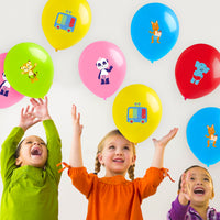 Haooryx 50Pcs Word Party Balloons Party Decorations Supplies Kit, 12 Inches Colorful Latex Balloons Cartoon Word Party Theme Parties Favors for Baby Shower Room Decor Kids Birthday Party Decoration