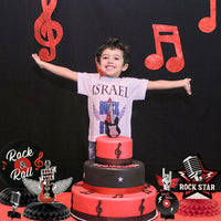 Haooryx 12PCS Rock and Roll Music Honeycomb Centerpieces, 3D Born to Rock Table Topper Decorations For Kids Boys Birthday Party Supplies 1950's Music Note Theme Back to 50s 60s Parties Decor