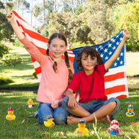 Haooryx 20Pcs Patriotic Rubber Duckies Toys, Novelty Funny Squeeze Ducks Fourth of July Party Supplies Red Blue White Bathtub Duck Toys Baby Shower Float Ducky Independence Day Gift Classroom Reward