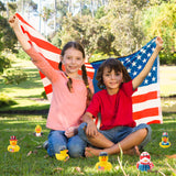 Haooryx 20Pcs Patriotic Rubber Duckies Toys, Novelty Funny Squeeze Ducks Fourth of July Party Supplies Red Blue White Bathtub Duck Toys Baby Shower Float Ducky Independence Day Gift Classroom Reward