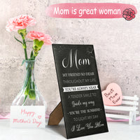 Haooryx Mom Hangable Canvas Poem Gifts, I Love You Mom Canvas Wall Art Gift for Mother from Son Daughter Mother's Day Birthday Gift Thanksgiving Day Christmas Present Home Bedroom Living Room Decor