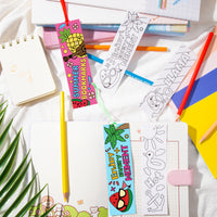 Haooryx 75Pcs Color Your Own Summer Bookmarks Bulk, Kids DIY Coloring Blank Bookmarks Summer Theme Book Marks for Teacher Student Classroom Rewards Supplies Paper Art Craft Kit Party Gift Bag Fillers