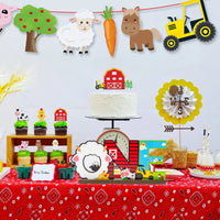 Haooryx Farm Animals ONE Letter Sign Wooden Centerpiece, Barnyard Animals Themed Birthday Party Decorations for One Year Old Toddler First Birthday Decor Baby Boys and Girls Photo Props