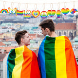 Haooryx 31Pcs LGBT Gay Pride Day Wooden Hanging Ornaments, Rainbow Heart Shape Wood Hanging Sign Love is Love Pride Ornament for LGBTQ Gay Lesbian Pride Party Decorations Supplies Party Gifts
