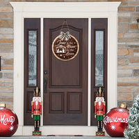 Haooryx Christmas Wood Birth of Jesus Wreath Hanging Door Sign Decoration, Christmas Door Hanger Decorations Nativity Scene Front Door Sign for Xmas Home Fireplace Wall Farmhouse Hanging Decor