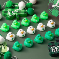 Haooryx 60PCS St Patrick Day Rubber Duckies 1.6Inch Mini Irish St. Patrick's Day Party Duck Decoration Shamrock Holiday Squeak Ducky Bath Toy Kid Birthday Baby Shower Party Favor Classroom Gift Supply