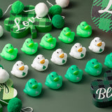 Haooryx 60PCS St Patrick Day Rubber Duckies 1.6Inch Mini Irish St. Patrick's Day Party Duck Decoration Shamrock Holiday Squeak Ducky Bath Toy Kid Birthday Baby Shower Party Favor Classroom Gift Supply