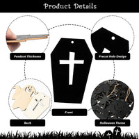 Haooryx 43PCS Halloween Wooden Slices Cutouts Halloween Wood Hanging Ornaments Halloween Black Cat Pumpkin Wood Crafts Decorative Pendant with Rope for Halloween Tree Home Trick or Treat Party Supply