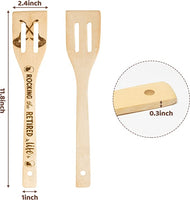 Haooryx 5Pcs Retirement Bamboo Spoon Utensils Set, Happy Retirement Kitchen Wooden Cooking Gadget Kit Non-stick Carve Spoons Burned Bamboo Cookware for Men Women Coworker Retirement Party Gifts