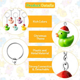 Haooryx 30Pcs Christmas Plastic Duck Keychains Party Favors, Colorful 3D Duck Chains Mini Ducky Pendant Accessories for Boys Girls Xmas Gift Birthday Baby Shower Party Favors School Student Rewards