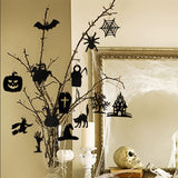 Haooryx 43PCS Halloween Wooden Slices Cutouts Halloween Wood Hanging Ornaments Halloween Black Cat Pumpkin Wood Crafts Decorative Pendant with Rope for Halloween Tree Home Trick or Treat Party Supply