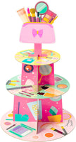 Haooryx Make Up Party Cupcake Stand Decoration 3 Tier Cosmetics Theme Pink Cupcake Tower Cardboard Lipstick Cupcake Dessert Candy Holders for Women Girls Makeup Birthday Cocktail Party Favors Supplies