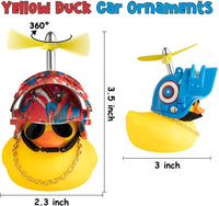 Haooryx 3 Pack Rubber Duck Toys Car Ornaments, Yellow Duck Car Dashboard Decorations with Cool Super Hero Thruster Helmet Propeller Sunglasses Gold Chain Funny Squeak Toys Gift for Kids Adults