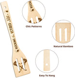 Haooryx 5Pcs Retirement Bamboo Spoon Utensils Set, Happy Retirement Kitchen Wooden Cooking Gadget Kit Non-stick Carve Spoons Burned Bamboo Cookware for Men Women Coworker Retirement Party Gifts