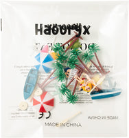 Haooryx 31Pcs Beach Fairy Garden Miniature Ornament Accessories, Summer Ocean Cake Topper Decoration DIY Resin Micro Seaside Scene Figure for Summer Beach Swimming Pool Birthday Party Favor Supplies