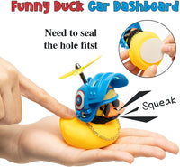 Haooryx 3 Pack Rubber Duck Toys Car Ornaments, Yellow Duck Car Dashboard Decorations with Cool Super Hero Thruster Helmet Propeller Sunglasses Gold Chain Funny Squeak Toys Gift for Kids Adults