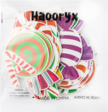 Haooryx 84Pcs Christmas Colorful Candies Bulletin Board Set Classroom Decoration, Have a Sweet Christmas Colorful Candies Patterned Paper Cut-Outs for Xmas Party Home School Bulletin Board Decorations