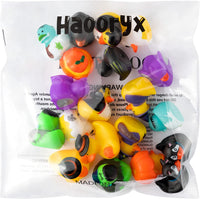 Haooryx 20PCS Halloween Rubber Duckies Toys Novelty Pumpkin Bat Wizard Shaped Yellow Ducky Decoration Bathtub Squeeze Duck for Kids School Halloween Trick or Treating Gift Goodie Filler Party Favors