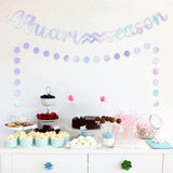 Haooryx 2PCS Aquarius Season Foil Banner Silver Circle Dot Hanging Banners Decoration January February Horoscope Astrology Bday Zodiac Birthday Party Iridescent Bunting Letter Banner Photo Props Decor