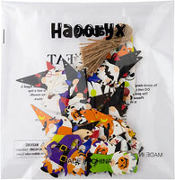 Haooryx 46PCS Halloween Wood Gnomes Ornaments Colorful Wooden Halloween Eva Pumpkin Ghost Witch Spider Hanging Pendent Gift Tag Decor for Holiday Home Farmhouse Tree Decorations Party Favor Supplies
