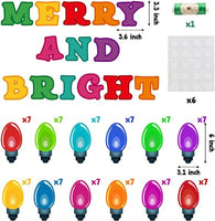 Haooryx 105Pcs Christmas Light Banner Bulletin Board Set Colorful Bulb Patterned Paper Cut-Outs Blackboard Border Nametag Decoration for Christmas Party Home School Classroom Whiteboard Window Decor
