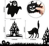 Haooryx 43PCS Halloween Wooden Slices Cutouts Halloween Wood Hanging Ornaments Halloween Black Cat Pumpkin Wood Crafts Decorative Pendant with Rope for Halloween Tree Home Trick or Treat Party Supply