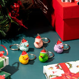 Haooryx 30Pcs Christmas Plastic Duck Keychains Party Favors, Colorful 3D Duck Chains Mini Ducky Pendant Accessories for Boys Girls Xmas Gift Birthday Baby Shower Party Favors School Student Rewards