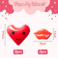Haooryx 4 Pack Inflatable Heart Lips Toys, Inflate Red Lip Heart for Wedding Ceremony Party Favor Home Outdoor Yard Garden Blow Up Decoration Engagement Anniversary Bridal Shower Decor Supplies