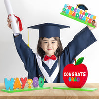 Haooryx 3Pcs Kindergarten Graduation Wooden Centerpiece Decoration Congrats Grad Way To Go Wood Table Topper Centerpiece Decoration for 2023 Preschool School Graduation Party Decor Supplies Photo Prop