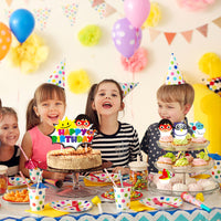 Haooryx 49Pcs Ryan Happy Birthday Cake Cupcake Toppers Decorations Supplies Ryans Theme Birthday Cake Dessert Decor Party Favor for Kids Baby Shower, 1 Big Cake Toppers + 48 Paper Cupcake Toppers