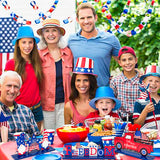 Haooryx 3Pcs Patriotic Wooden Centerpieces Table Decoration, 4th of July Independence Day Table Topper Signs God Bless America Wood Craft Center Piece Decor for Patriotic Party Memorial Day Home Decor