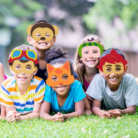 HAOORYX 12Pcs Cocomelon Felt Masks Theme Party Supplies Costumes Parties Dress Up Favors Super Baby JoJo Masks Photo Booth Prop Cosplay Pretend Play Accessories Gift for Kids Boys Girls