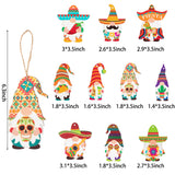 Haooryx 31Pcs Cinco De Mayo Summer Fiesta Gnome Wooden Ornaments Hanging Decoration Wood Gnome Elf Pendants Tags for Mexican Carnivals Fiesta Taco Bout a Party Favors Farmhouse Decor Supplies