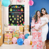 Haooryx Aloho Baby Gender Reveal Party Game, Hawaiian Tropical Theme Poster with Pink Blue Pineapple Flower Stickers for He or She Boy or Girl Gender Reveal Party Baby Shower Decorations Supplies
