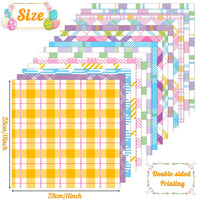 Haooryx 60PCS Easter Pattern Paper Buffalo Plaid Scrapbook Paper Decorative Easter Scrapbook Specialty Craft Paper 11’x11’Double-Sided Spring Pastel Origami Paper for Card Making Scrapbook Decoration