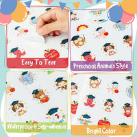 Haooryx 20 Sheets Kindergarten Graduation Gift Tag Label Stickers Round Owl Puppy Animal Kindergarten Class of 2023 Sticker for Card Envelope Seals Boy Girl Preschool School Congrats Grad Party Decors