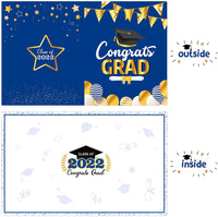 Haooryx 2022 Graduation Large Signature Guest Book Board Congrats Grad Congratulations Greeting Card for Class of 2022 Student Graduation Party Supplies Personalized Sign Decoration (Blue and Gold)