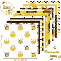 Haooryx 60PCS Summer Bee Pattern Paper Pack Yellow Black Honeycomb Scrapbook Specialty Paper 11’x11’Double Sided Decorative Bee Honey Jar Paper Craft for Wrapping Gift Card Making Photo Album Decor