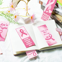 Haooryx 123Pcs Breast Cancer Awareness Bookmarks, Pink Power Fight Breast Cancer Book Marks Keep Calm and Fight On Breast Cancer for Girls Women Breast Cancer Awareness Seminar Stationery Supplies