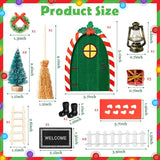Haooryx 16Pcs Christmas Magic Fairy Doors Decoration Kit, Wooden Miniature Fairy Doors Accessories Welcome to Dollhouse Mini Entry for Fairies Magical Door Christmas Outdoor Party Decor (Berry)