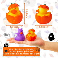 Haooryx 20PCS Halloween Rubber Duckies Toys Novelty Pumpkin Bat Wizard Shaped Yellow Ducky Decoration Bathtub Squeeze Duck for Kids School Halloween Trick or Treating Gift Goodie Filler Party Favors