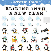 Haooryx 92Pcs Christmas Winter Snow Penguin Bulletin Board Set Classroom Decoration, Penguin Paper Cut-Outs Blackboard Border Nametag Set for Xmas Winter Party Home School Whiteboard Window Wall Decor