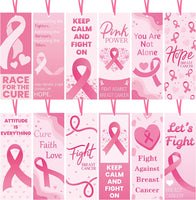 Haooryx 123Pcs Breast Cancer Awareness Bookmarks, Pink Power Fight Breast Cancer Book Marks Keep Calm and Fight On Breast Cancer for Girls Women Breast Cancer Awareness Seminar Stationery Supplies