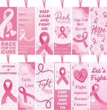 Haooryx 123Pcs Breast Cancer Awareness Bookmarks, Pink Power Fight Breast Cancer Book Marks Keep Calm and Fight On Breast Cancer for Girls Women Breast Cancer Awareness Seminar Stationery Supplies