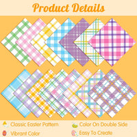 Haooryx 60PCS Easter Pattern Paper Buffalo Plaid Scrapbook Paper Decorative Easter Scrapbook Specialty Craft Paper 11’x11’Double-Sided Spring Pastel Origami Paper for Card Making Scrapbook Decoration