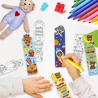 Haooryx 72Pcs Color Your Own Bear Bookmarks, Bear Theme Kids DIY Bookmarks Coloring Blank Bookmarks for Kids Birthday Gift Teacher Student Classroom Reading Club Rewards Supplies Paper Art Craft Kit