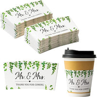 Haooryx 50Pcs Wedding Eucalyptus Greenery Coffee Cup Sleeves Drink Coffee Tea Cup Sleeves Disposable Greenery Kraft Paper Cup Sleeves Holder for 12oz and 16oz Coffee Cold Drinks Beverage Cups